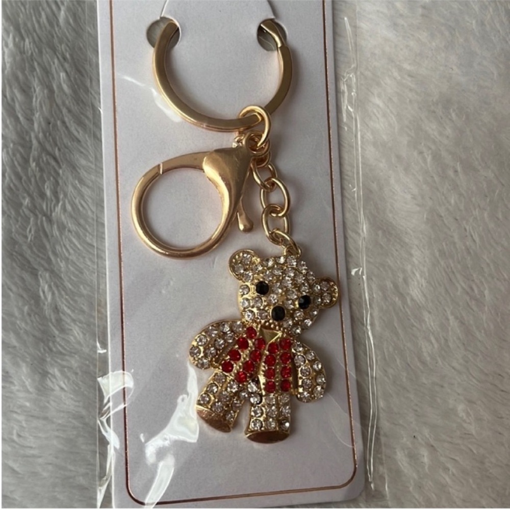 Gold and Red Teddy Bear Keychain